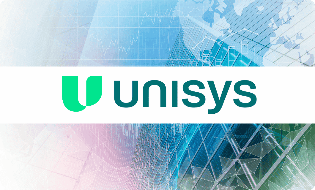 Unisys logo over a digital background symbolizing global IT networks and standardized infrastructure systems.